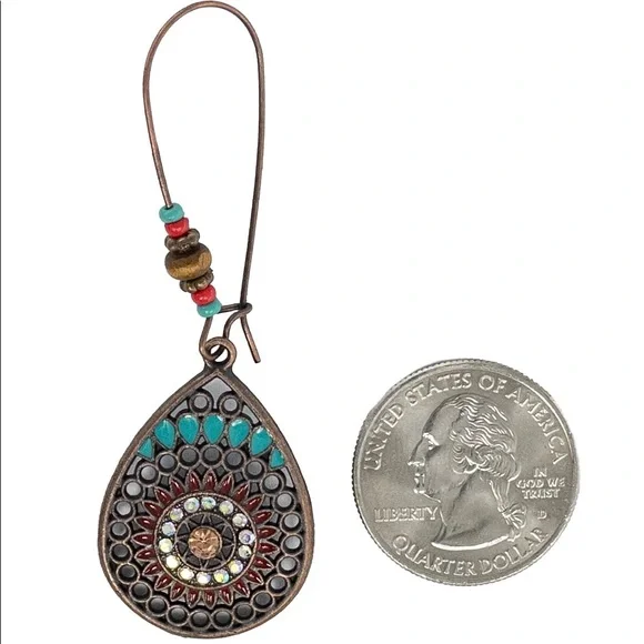 Earrings BOHO QUIRKY LOOP Gypsy hippie antique tear drop hollowed out EARRINGS - Picture 5 of 12